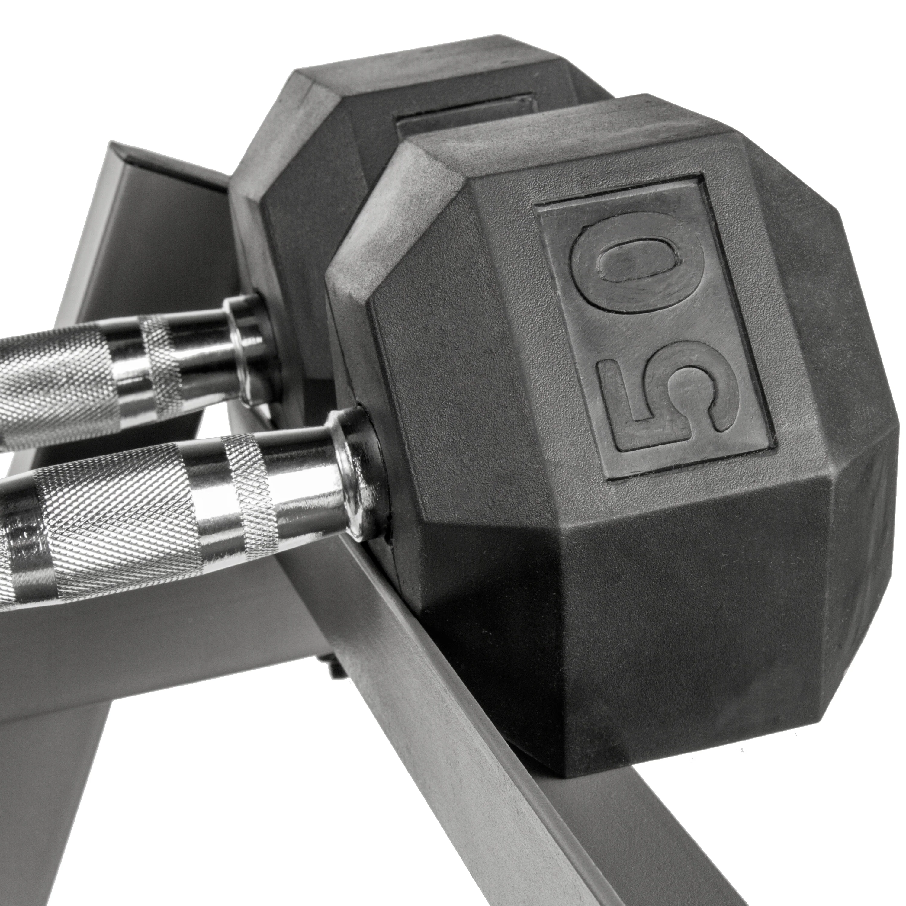 5-50 lb Hex Dumbbell Set with Rack and Weight Bench - Image 7