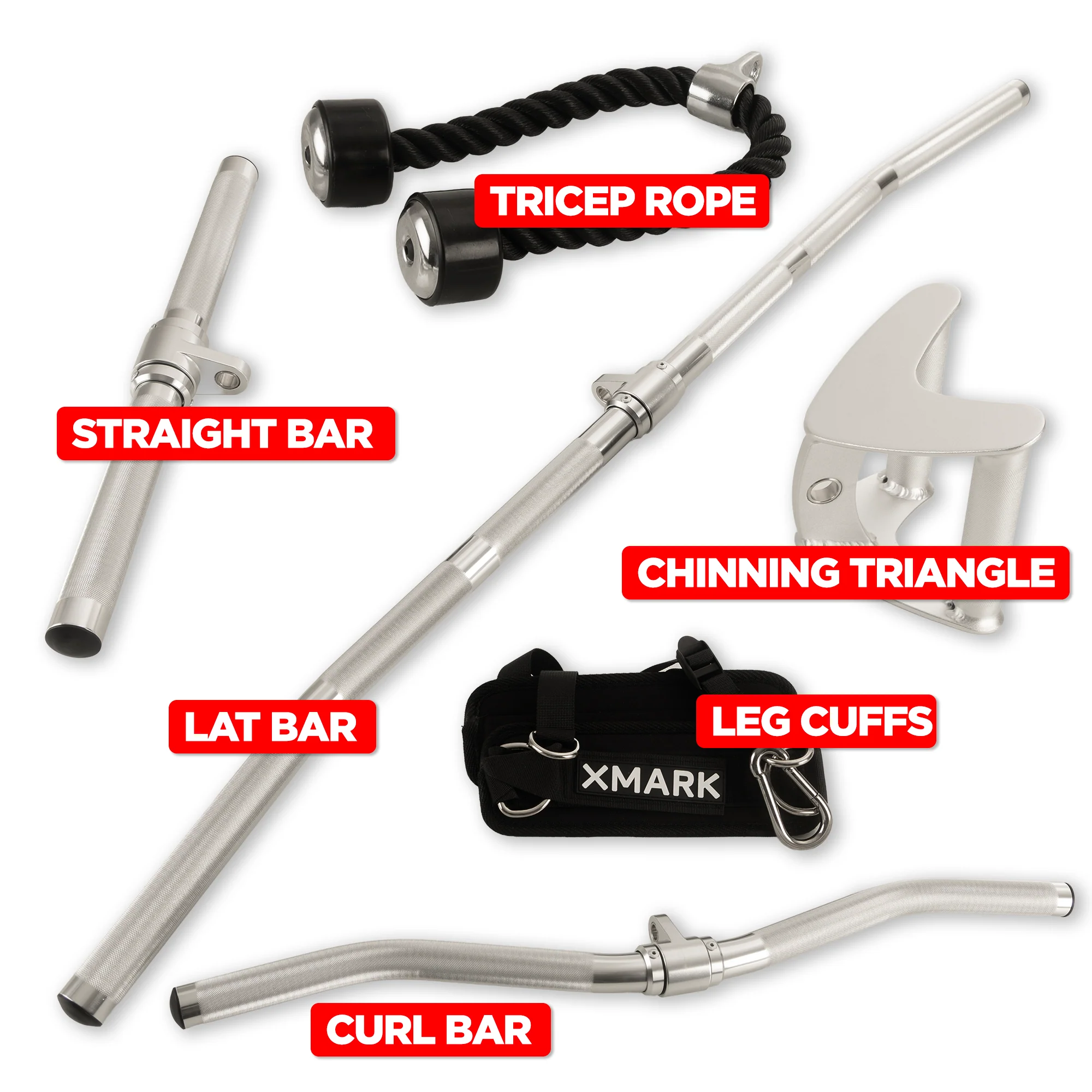 Aluminum Cable Machine Attachment Set With Lat Pulldown Bar - Image 2