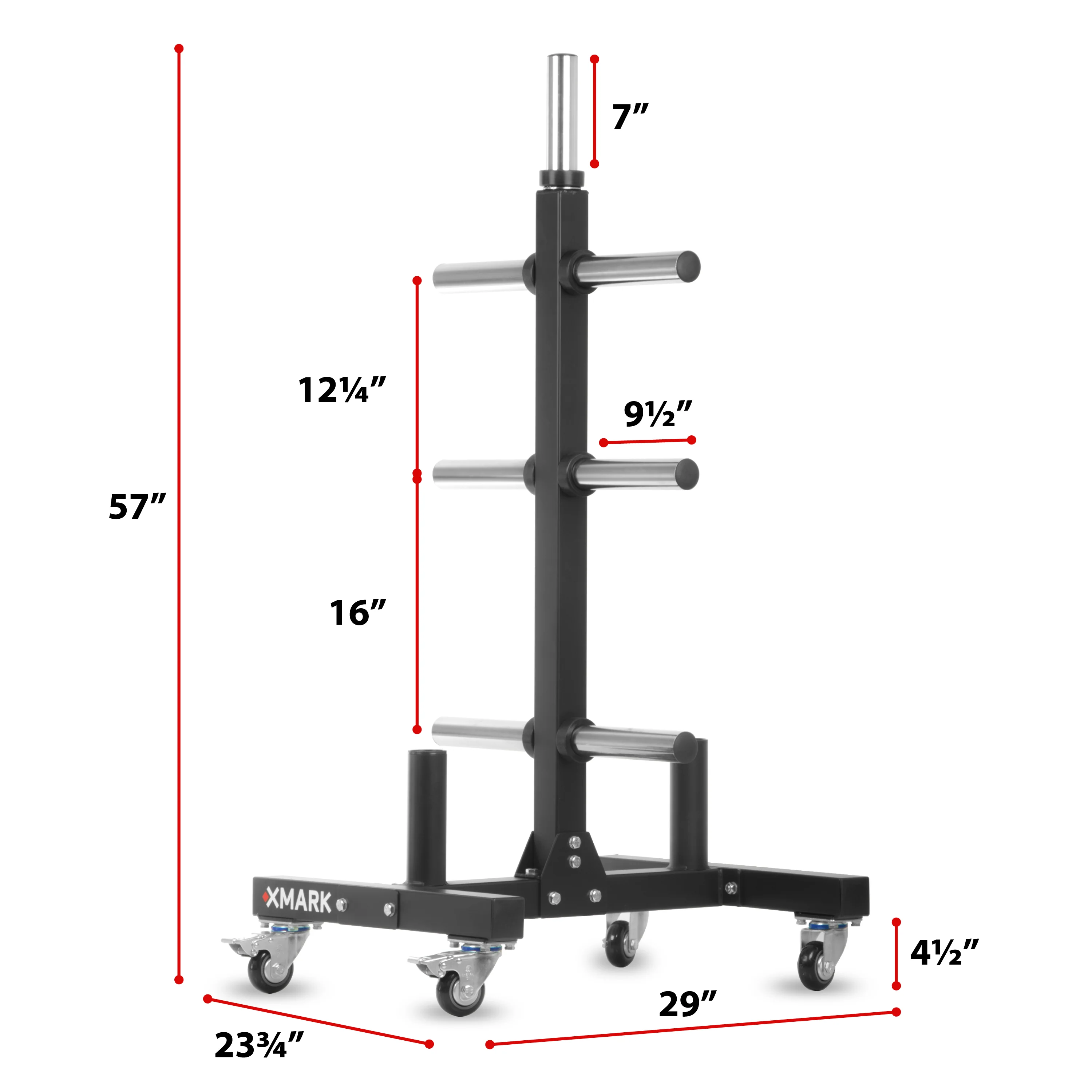 Commercial Olympic Weight Plate Tree on Castors with Dual Bar Holders - Image 6