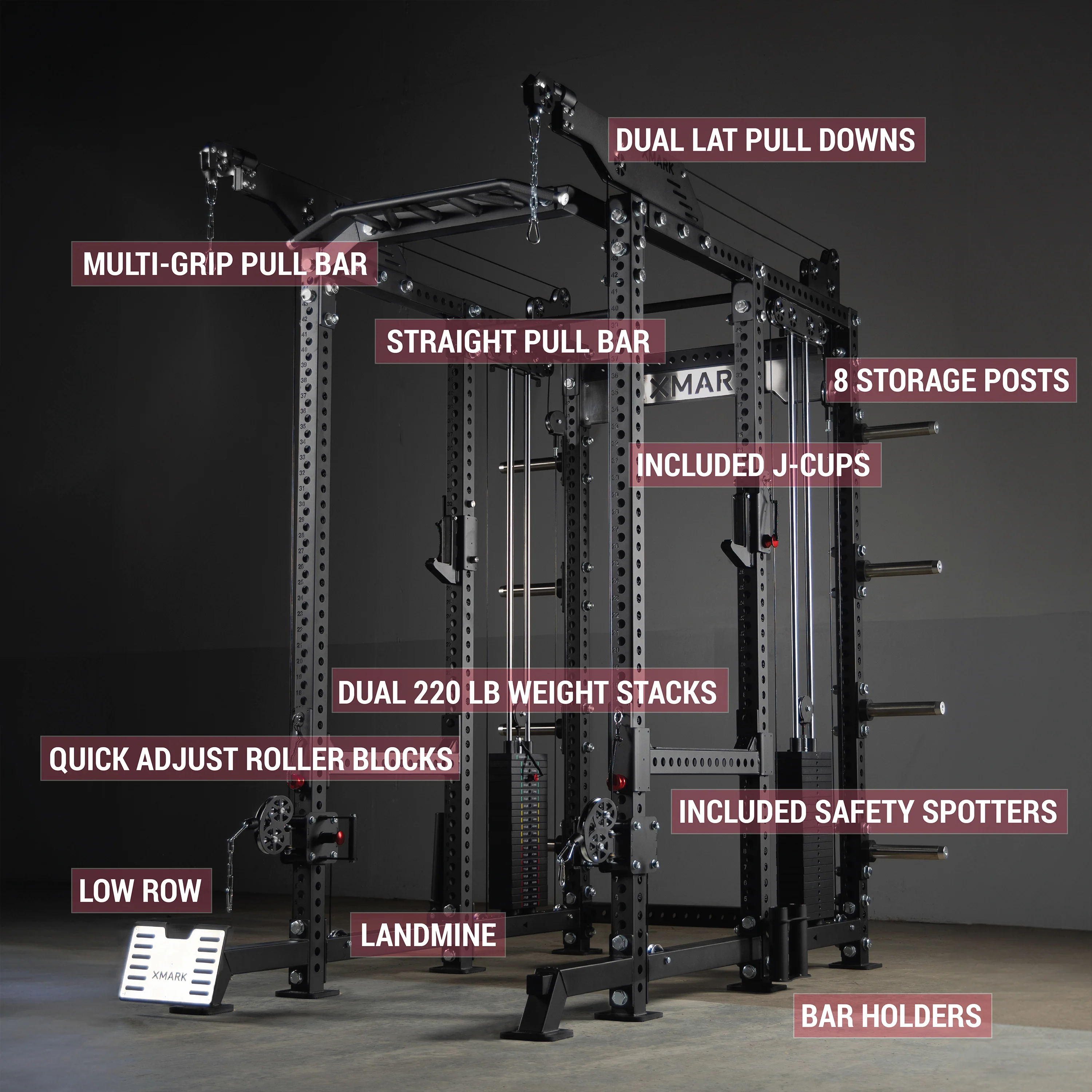 Commercial Power Rack Cable Machine, 440 lbs Total Stack Weight - Image 4