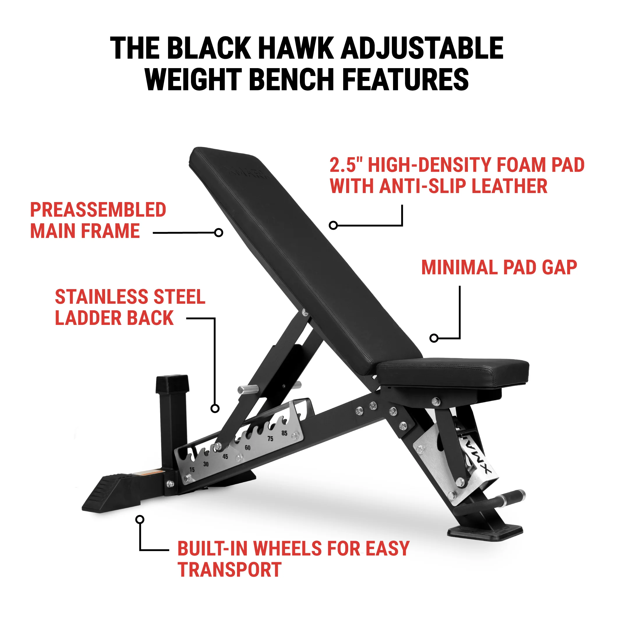 Black Hawk Commercial Adjustable Weight Bench (Pre-assembled) - Image 5